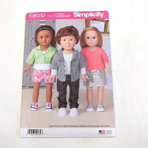 Simplicity S9032 skirt, pants, shorts, 2 tops, 2 shirts fits AGD